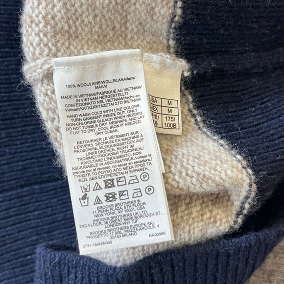 Brooks Brothers 100% Wool Zip Pullover Sweater - Men's Size M - Blue Tan - Picture 5 of 9